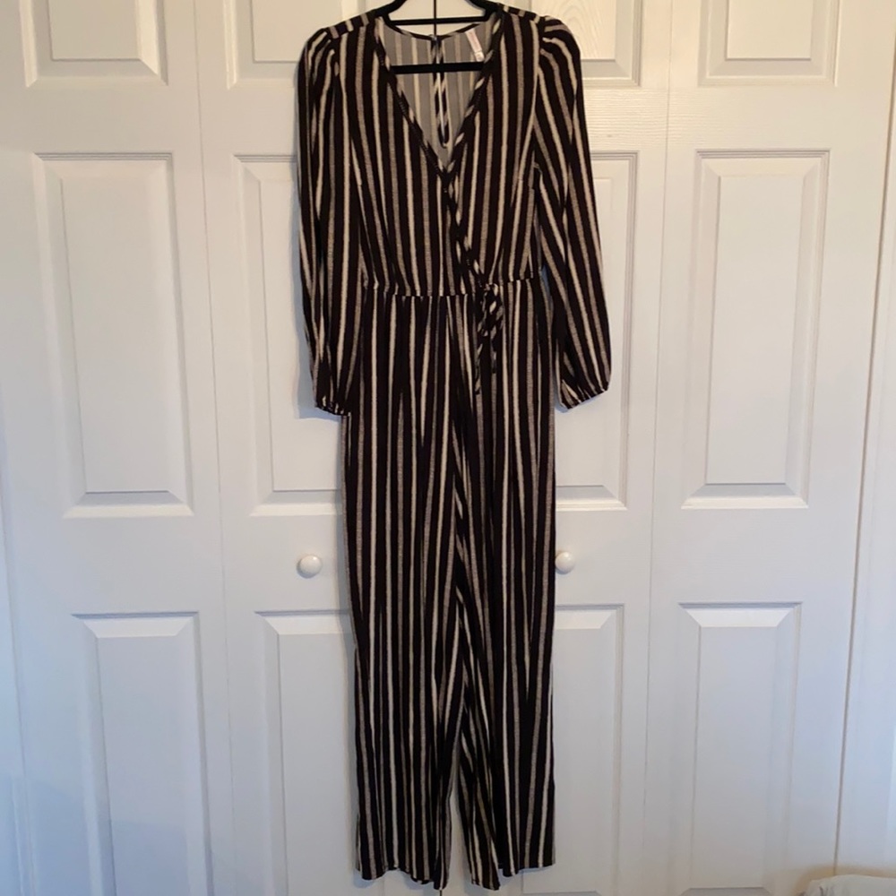 Black and Tan striped jumpsuit, S, new condition